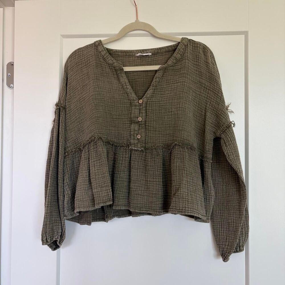 Unbranded Women's Green and Khaki Blouse